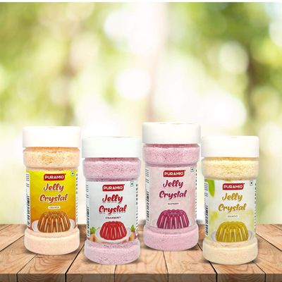 Puramio Jelly Crystals Combo [Pack of 4] - Strawberry, Mango, Raspberry & Orange, (150 gm Each (Pack of 4))