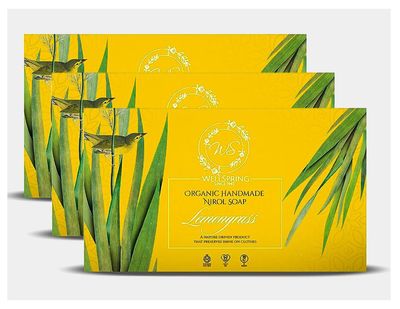 Wellspring (Pack of 3) Nirol Natural Washing Laundry Soap Bar | Veg, Organic And Chemical Free| Baby Safe| For Sensitive Skin| Lemongrass Fragrance (360 Grams)