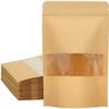 PanPack 100pcs Kraft Stand Up Pouches, Zip Lock Stand Up Bags Wth Matte Rectangular Window, Reusable for Home or Business, 6 x 9 Inches view 4