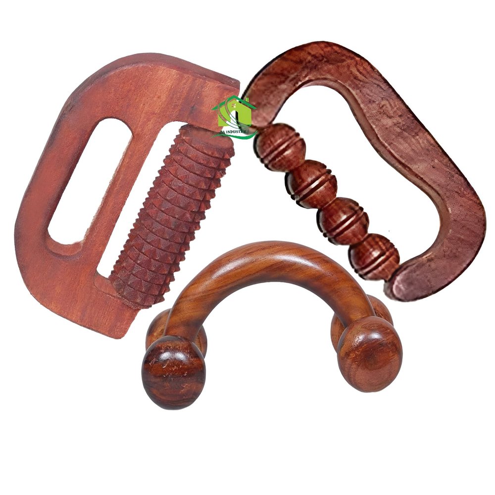 FA INDUSTRIES 3Pcs Wooden Hand Roller Massage. Muscle Roller Stick, Manual Wood Therapy Massage Tools for Relaxes Thigh, Leg, Hands Full Body Muscle Men & Women - Pack of 3