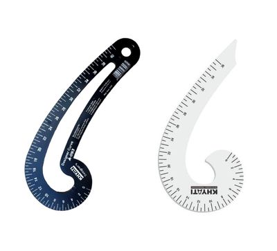 KHYATI Tailoring and Fashion Designing Scale Set - Hard Plastic French Curve and Designer Curve (Colar/Armhole) - Sewing/Tailoring Material - Set of 2