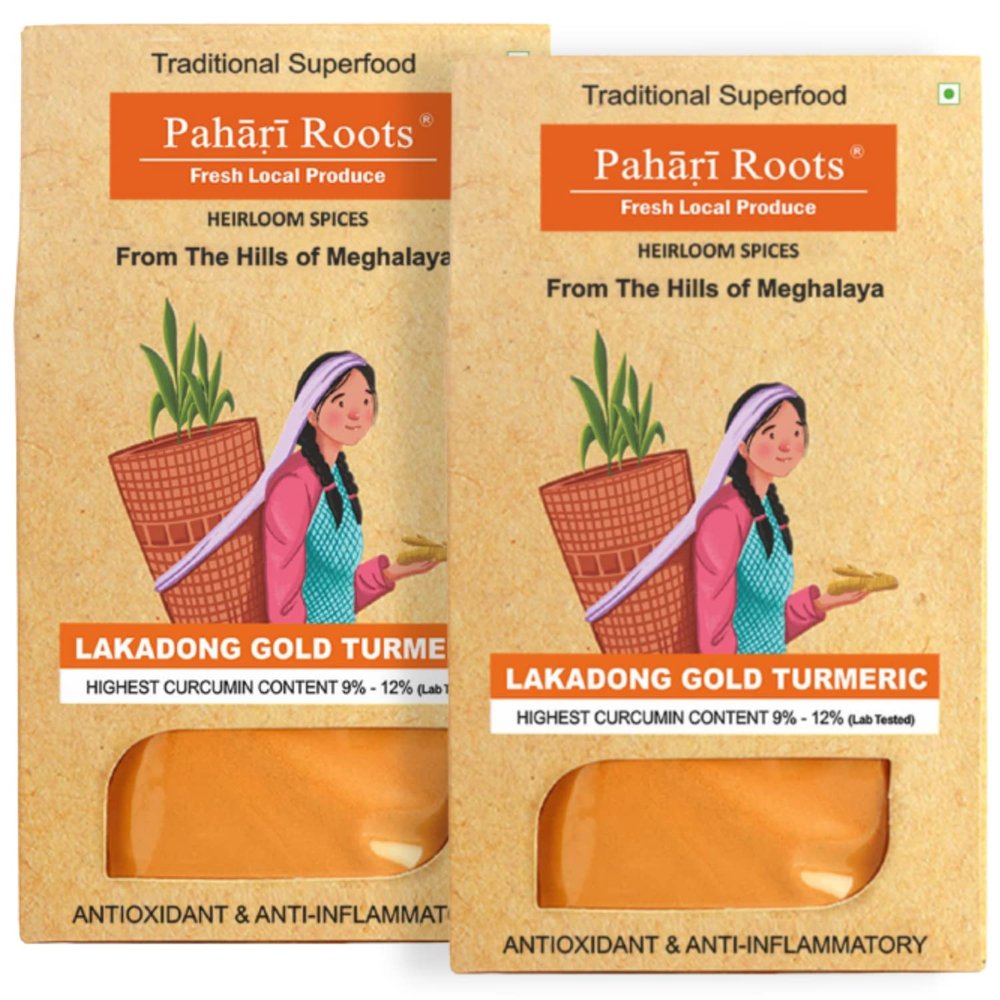 Authentic Lakadong Turmeric from the Hills of Meghalaya | 8-12% curcumin content | 400g (200g + 200g)