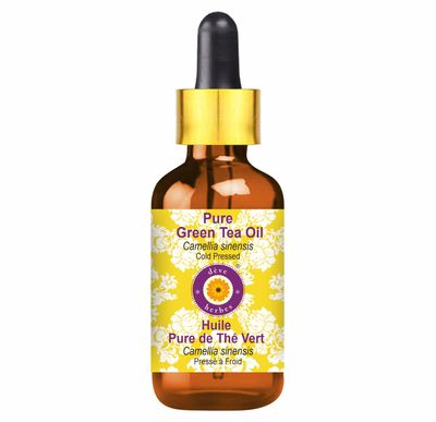 Deve Herbes Green Tea Oil (Camellia sinensis) with Glass Dropper | Infused | Pure | Non-Sticky | Lightweight | Hair & Skin Care Routines | Men & Women | Traditional Use | Natural | 50ml