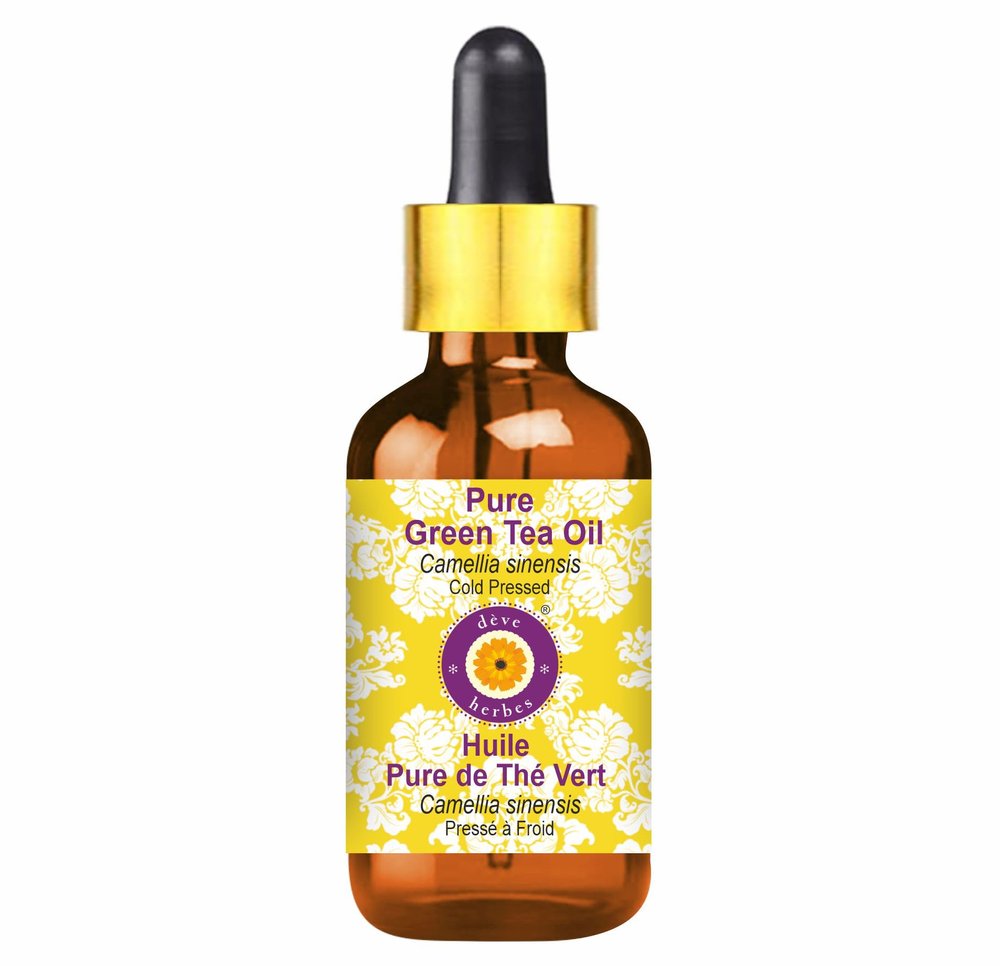 Deve Herbes Green Tea Oil (Camellia sinensis) with Glass Dropper | Infused | Pure | Non-Sticky | Lightweight | Hair & Skin Care Routines | Men & Women | Traditional Use | Natural | 50ml