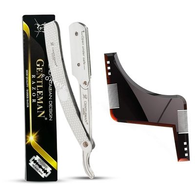 Fortive Gentleman Barber Folding Face Razor for Men - Stainless Steel Shaver for Men with Free Blade, Beard Shaper Tool - Straight Razor for a Precise and Smooth Shaving