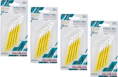 MEDICEPT DENTAL Protec Angled Interdental Brush Wide Space (Yellow)- Pack Of 4., Manual, Adult