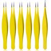 6 Pieces Pointed Tweezers Ingrown Hair Tweezers Precision Needle Point Tip Tweezers Stainless Steel Tweezers for Nose Facial Hair Eyebrow Blackhead Remover (Yellow) view 1