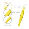 6 Pieces Pointed Tweezers Ingrown Hair Tweezers Precision Needle Point Tip Tweezers Stainless Steel Tweezers for Nose Facial Hair Eyebrow Blackhead Remover (Yellow) view 3