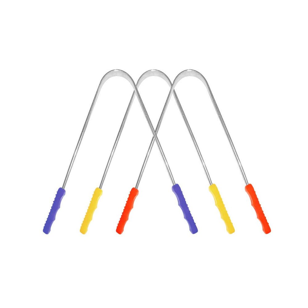 Jaravik Steel Tongue Cleaner Scraper with Multicolour Handle Pack of 3