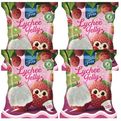 Frix Lychee Flavored Jelly with Nata De Coco - (300g x 4 Packs)