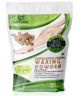NATURAL HEALTH PRODUCTS SANDALWOOD HERBAL WAXING POWDER FOR NATURALLY INSTANT REMOVER OF HAIR, D-TAN SKIN & DEAD CELL FOR ALL TYPES OF HAIR & SKIN - 100G