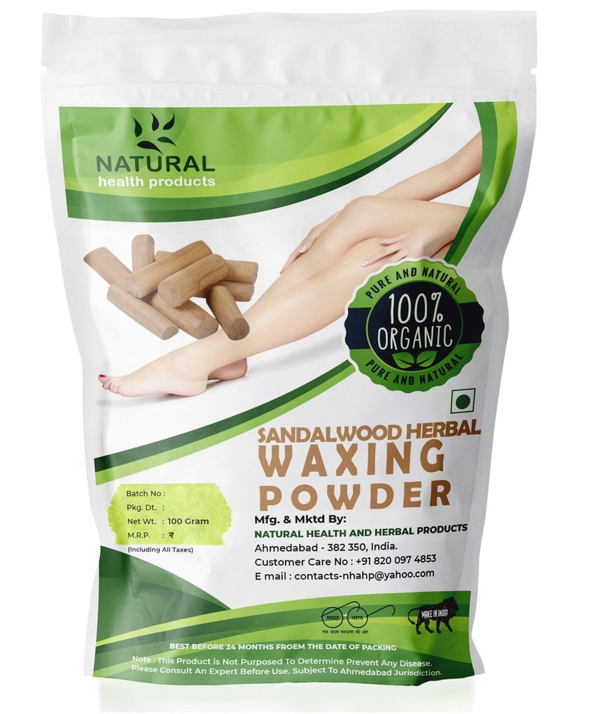 NATURAL HEALTH PRODUCTS SANDALWOOD HERBAL WAXING POWDER FOR NATURALLY INSTANT REMOVER OF HAIR, D-TAN SKIN & DEAD CELL FOR ALL TYPES OF HAIR & SKIN - 100G