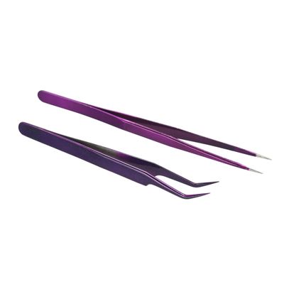 2 Pieces Eyelash Extension Tweezers Set Stainless Steel Tweezers Lash Extension Tweezers Eye Makeup Tools
