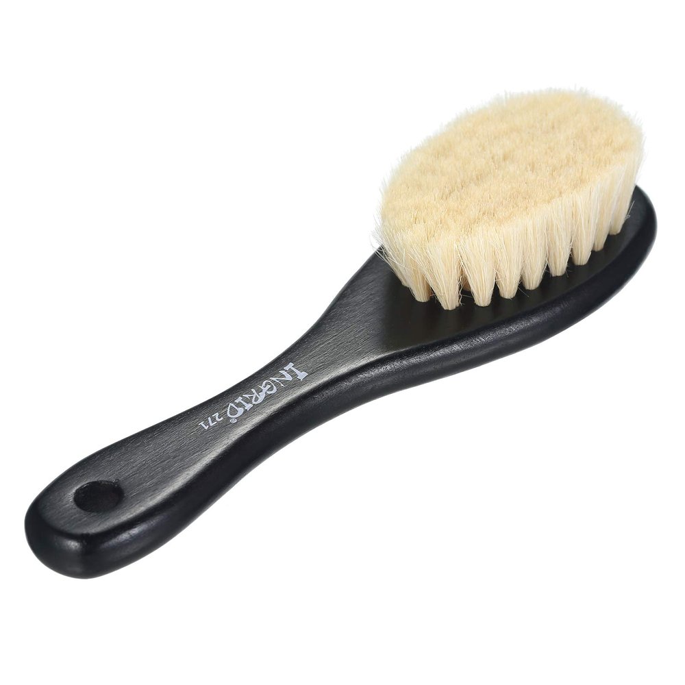 Beard Brush Barber Beard Styling Cleaning Brush Neck Duster Brush with Soft Fiber Wooden Handle for Men Beard Styling
