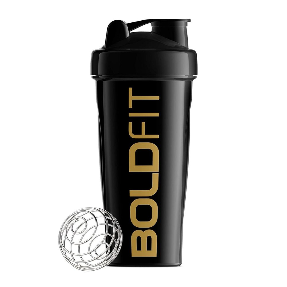 Boldfit Bold Gym Shaker Bottle 700ml, Bottles For Protein Shake 100% Leakproof Guarantee Protein Shaker/Sipper, Ideal For Protein, Pre Workout And BCAAs & Water BPA Free Material,Plastic,Black