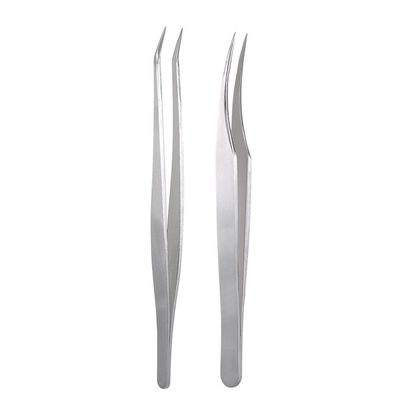 2Pc Stainless Steel Eyelash Extension Tweezers Straight Curved Tip Eyelash Tweezers for Eyelash Extension Applications with Storage Box