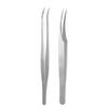 2Pc Stainless Steel Eyelash Extension Tweezers Straight Curved Tip Eyelash Tweezers for Eyelash Extension Applications with Storage Box view 1