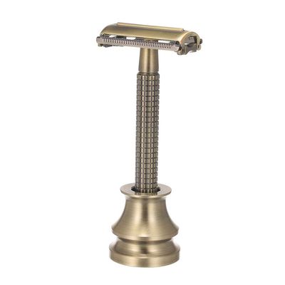 Double-Edged Safety Razor with Long Handle & Razor Holder Butterfly Open Razor Clean Shaving Razor for Men