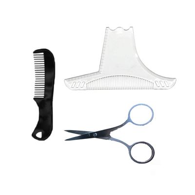 Beard Comb Multi-Liner Beard Shaper Template Comb Scissors Kit Goatee Mustache Grooming Tool