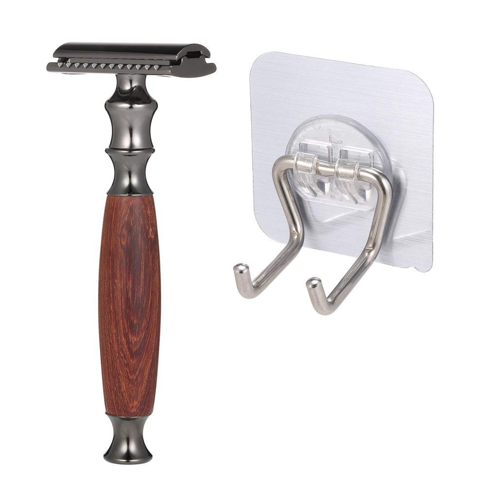 Double-Edged Shaving Razor Safety Beard Razor with Long Natural Bamboo Handle Mustache Removal Shaving Tool Fashionable Sustainable and Durable