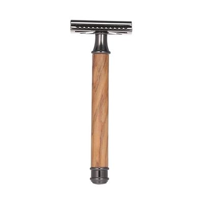 Double-Edged Safety Razor Wood Handle Razor Stainless Steel Manual Shaving Razor