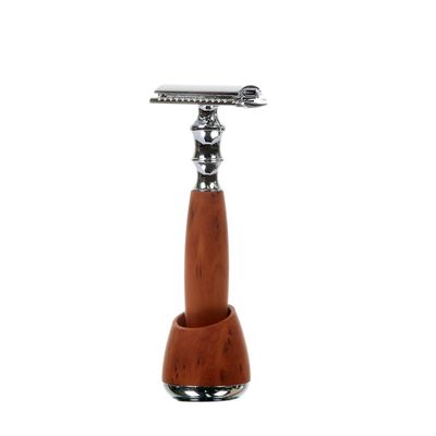 Razor Shaving Kit Double Edge Safety Razor with Stand Aluminum Alloy Handle Manual Beard/Mustache Removal Tool Kit
