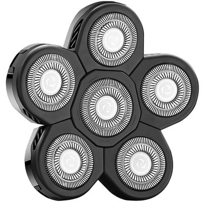 FOXSONIC 6 Blades Electric Shaver Replacement Heads 6 Blades Head Shaver Replacement Blades Bald Shaver with Blade Cover Electric Razor Shaver Head (Black)