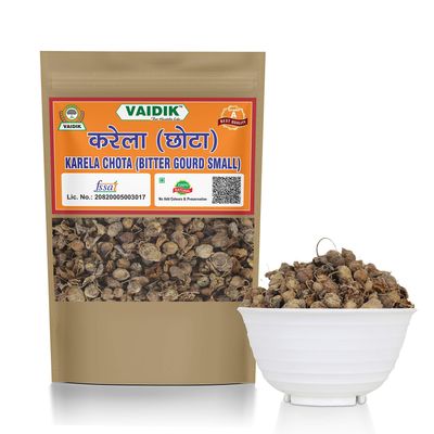 Vaidik Organic & Natural Whole/Raw Karela Chota | Bitter Gourd Small - (300 Grams)