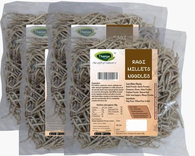Thanjai Natural Ragi Millet Noodles 180 Grams X 4 (720 Grams) of Homemade Natural Millet Noodles( No Preservatives, No Chemicals, No Artificial Extract)