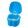 Dental Orthodontic Retainer Case Cleaning with Strainer Basket, Denture Bath Box Soaking Cup Mouthguard Storage Holder - Leak Proof and Lid Waterproof - Blue view 1