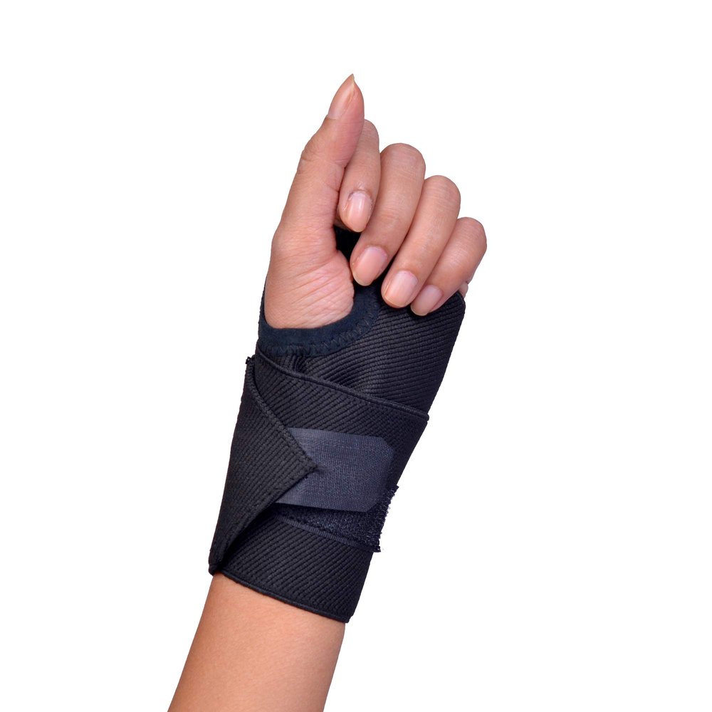 Orthtex Wrist Band/Wrist Support with Thumb Support for Gym, Cricket, Running and Sports Activities [Black,1Pcs]