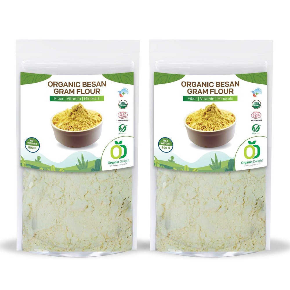 Organic Delight Gluten Free Besan Chana Flour 1kg - Rich in Protein Kadalai Maavu for Delicious Dishes, USDA Certified