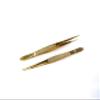 2 pieces Splinter Forceps Tweezers FINE Point 4.5" Gold view 1