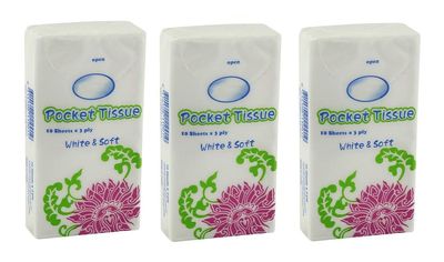 Nyamah Sales White and Soft Pocket Tissue Paper for Men and Women (10 Sheets x 3 ply) (Pack of 10)