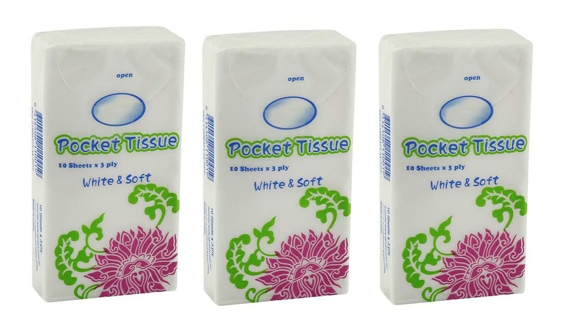 Nyamah Sales White and Soft Pocket Tissue Paper for Men and Women (10 Sheets x 3 ply) (Pack of 10)