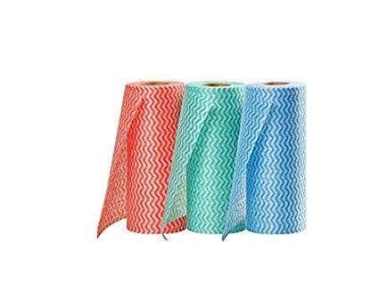Kitchen Printed Paper Tissue Rolls - Non-Woven Reusable and Washable Kitchen Printed Tissue Roll - 1 Roll- 120 Wipes Pulls