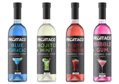 Fruitaco Blue Curacao Grenadine Bubble Gum Mojito Mint Syrup Combo 750 ml Each