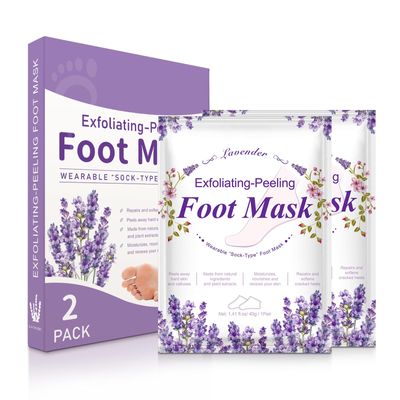 Foot Peeling Mask, 2 Pack Foot Moisturizing Mask, Lavender Exfoliating Foot Peel Mask, Cracked Heels Repair - for Calluses, Dead & Dry Skin