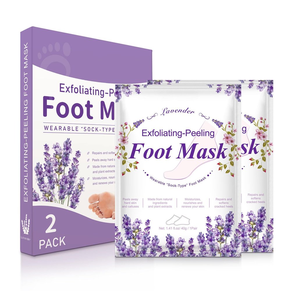 Foot Peeling Mask, 2 Pack Foot Moisturizing Mask, Lavender Exfoliating Foot Peel Mask, Cracked Heels Repair - for Calluses, Dead & Dry Skin