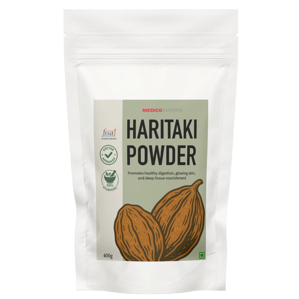 MedicoExperts Haritaki Powder Organic - 400gms - Inknut Powder for Dark Circles, Face, Skin & Healthy Digestion - Harde, Kadukkai, Harad Powder