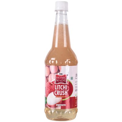 RK HOME MADE NATURAL SYRUP | Litchi Crush Syrup | Gluten free | Zero cholesterol & 100 % Vegan & Low fat | Easy to use | A perfect drink for house parties, picnics, & road trips to everyones delight 750 - ML