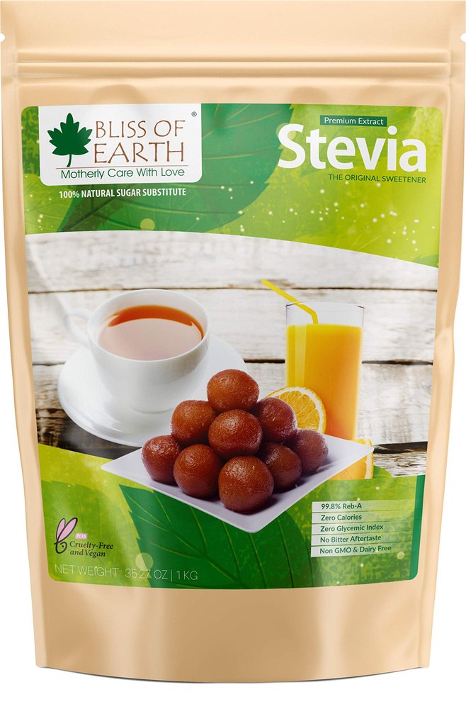 Bliss of Earth Stevia Powder, Sugar Free Zero Calorie Sweetener Diabetic and Keto Friendly 99.8% Purity Vegetarian Gluten Free Quick Dissolve, 1 KG