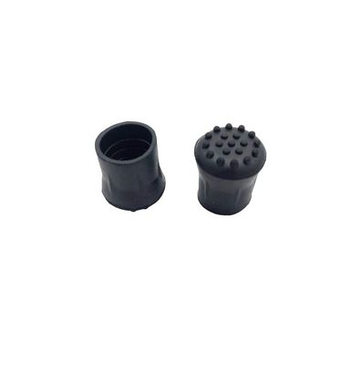 1" Extra Grip Black Rubber Replacement Cane Tips - 2 Pack