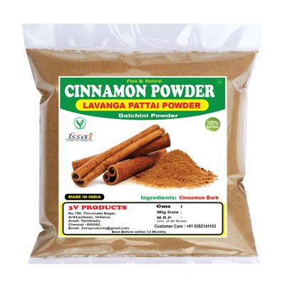 3V PRODUCTS Cinnamon Powder 400g | Lavanga Pattai Powder | Dalchini Stick Powder (Pack of 4x100g)
