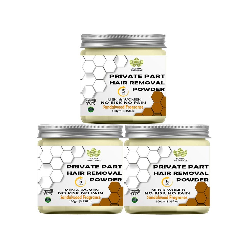 Haria Naturals Hair Removal Powder (Sandalwood Fragrance) Specially For Private Part (For Easy Hair Removal No Risk No Pain) Men & Women 300 gms
