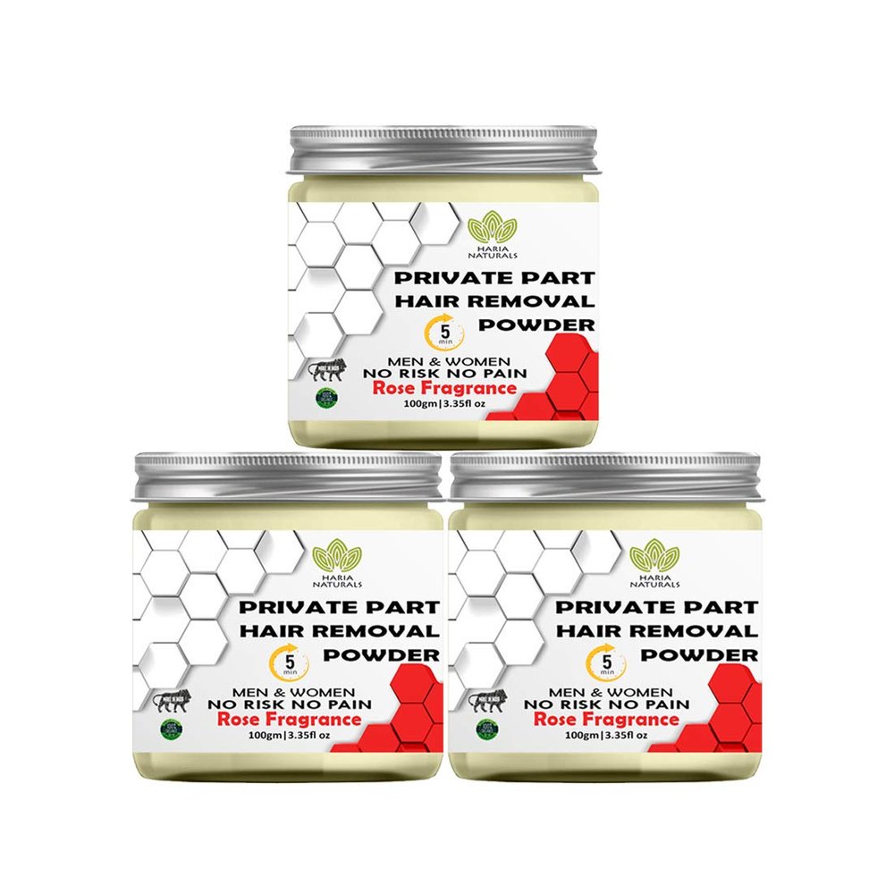 Haria Naturals Hair Removal Powder (RoseMary Fragrance) Specially For Private Part (For Easy Hair Removal No Risk No Pain) Men & Women 300 gms