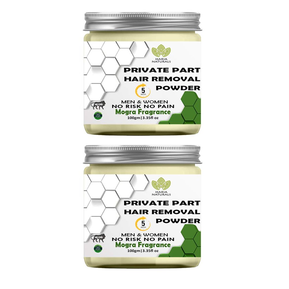 Haria Naturals Hair Removal Powder (Mogra Fragrance) Specially For Private Part (For Easy Hair Removal No Risk No Pain) Men & Women 200 gms