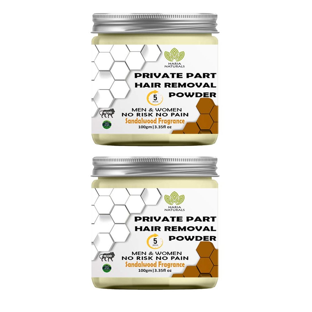 Haria Naturals Hair Removal Powder (Sandalwood Fragrance) Specially For Private Part (For Easy Hair Removal No Risk No Pain) Men & Women 200 gms