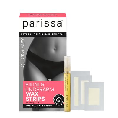 Parissa Bikini & Underarms Wax Strips Kit for Body Hair Removal, At-Home Waxing Kit with 36 Ready-to-Use Assorted Wax Strips, 5ml Aftercare Oil, Suitable for All Hair Types, Biodegradable & Skin-Safe
