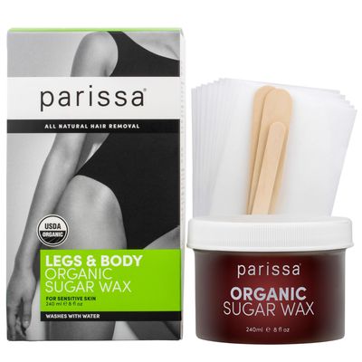 PARISSA Premium Organic Sugar Wax for Legs & Body, 100% Natural, Gentle & Washable Formula, At-Home Waxing Kit 240 ML | Made In CANADA